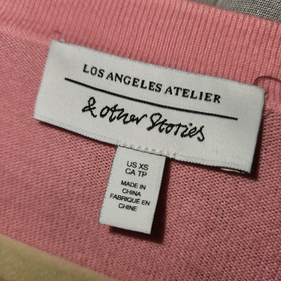 Pink cropped cardigan with puff sleeves - Picture 3 of 3